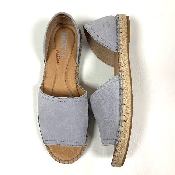 ⭐️SOLD⭐️ Born Seak Peep-Toe D’Orsay Espadrille Shoe Grey Leather Suede Jute - Picture 8 of 15